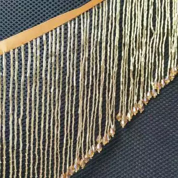 90 см хрустальные кружевные отделки ленты бисерная трубчатая кружевная ткань кисточка сделай сам шитье занавеска свадебное платье юбка материалы ручной работы 1Yard