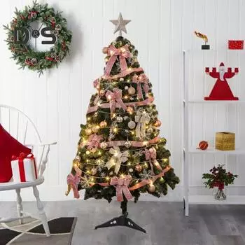 90 см имитация рождественской елки, простые в уходе елочные украшения со светодиодными лампами, реалистичное напольное рождественское украшение для домашнего декора розовый