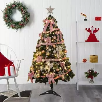 90 см имитация рождественской елки, простые в уходе елочные украшения со светодиодными лампами, реалистичное напольное рождественское украшение для домашнего декора розовый