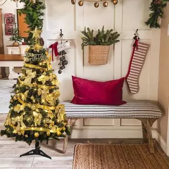 90 см имитация рождественской елки, простые в уходе елочные украшения со светодиодными лампами розовый