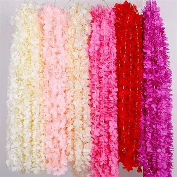 90 СМ Искусственная Вишневая Лоза Шелковые Цветы Сакуры для Вечерние Свадебный Декор Потолка Поддельные Гирлянды белый