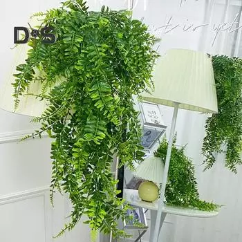 90 СМ Искусственный Папоротник Лоза Устойчивый к УФ-излучению Домашний Свадебный Настенный Гобелен Искусственная Зелень Свисающий Плющ Растения Крытый Открытый Сад Украшение Двора Фото Реквизит зелёный