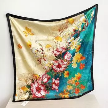 90 см квадратный большой квадратный шарф Four Seasons, роскошная декоративная рубашка, профессиональный платок, повязка на голову, солнцезащитный платок 90*90