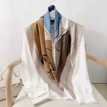 90 см квадратный большой квадратный шарф Four Seasons, роскошная декоративная рубашка, профессиональный платок, повязка на голову, солнцезащитный платок 90*90