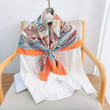 90 см квадратный большой квадратный шарф Four Seasons, роскошная декоративная рубашка, профессиональный платок, повязка на голову, солнцезащитный платок 90*90cm