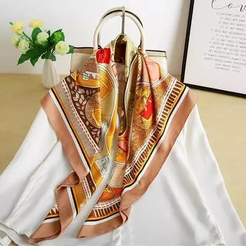 90 см квадратный большой квадратный шарф Four Seasons, роскошная декоративная рубашка, профессиональный платок, повязка на голову, солнцезащитный платок 90*90cm