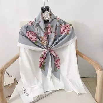 90 см квадратный большой квадратный шарф Four Seasons, роскошная декоративная рубашка, профессиональный платок, повязка на голову, солнцезащитный платок 90*90