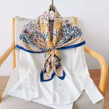 90 см квадратный большой квадратный шарф Four Seasons, роскошная декоративная рубашка, профессиональный платок, повязка на голову, солнцезащитный платок 90*90cm