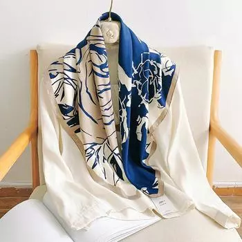 90 см квадратный большой квадратный шарф Four Seasons, роскошная декоративная рубашка, профессиональный платок, повязка на голову, солнцезащитный платок 90*90cm