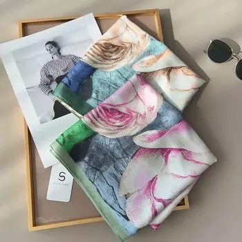 90 см квадратный большой квадратный шарф Four Seasons, роскошная декоративная рубашка, профессиональный платок, повязка на голову, солнцезащитный платок 90*90cm