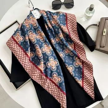 90 см новый модный уличный универсальный платок для осени и зимы простой большой квадратный шарф искусственный шелковый шарф для женщин 90*90cm сапфир синий