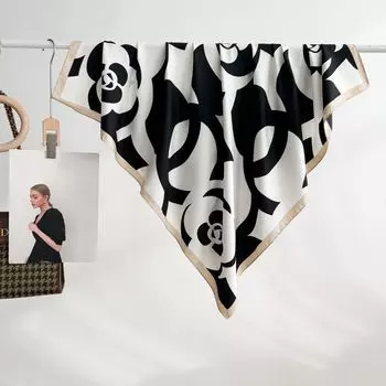 90 см новый модный уличный универсальный платок для осени и зимы простой большой квадратный шарф искусственный шелковый шарф для женщин 90*90cm чёрный