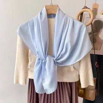 90 см роскошный шелковый шарф женский головной платок с принтом однотонный шаль весенний пляжный палантин хиджаб женский бандана волосы рука запястье эшарп One Size