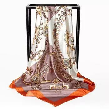 90 см шарфы квадратный атласный украшенный цветочным принтом шаль женский шейный шарф модные аксессуары