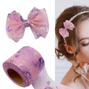 90 см x 6 см рулон тюлевой ленты разноцветные бабочки блестящие прозрачные сумки ручной работы с бантом для обуви фиолетовый