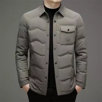 90 Velvet White Goose Down Jacket для мужчин, молодых и среднего возраста, с тонкими лацканами, облегающая, роскошная, повседневная, теплая зимняя куртка M