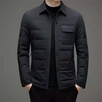 90 Velvet White Goose Down Jacket для мужчин, молодых и среднего возраста, с тонкими лацканами, облегающая, роскошная, повседневная, теплая зимняя куртка M