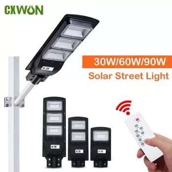 90 Вт Солнечный уличный светильник с датчиком движения PIR Водонепроницаемый IP66 настенный светильник для наружного ландшафтного садового освещения со столбом with Pole