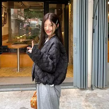 90 white duck down lightweight down jacket women s short 2024 winter fashion design sense rhombus small jacket tide one size fits all белый