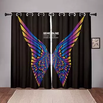 90% затемнение, толстые красочные крутые технологии, затемняющие оконные шторы с крыльями для детей, спальни, гостиной, ванной комнаты, двери дома W50 X H130(CM)X2&Hook