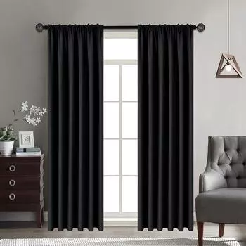 90% затемняющие шторы для спальни, полностью блокирующие свет, шторы с черной подкладкой, термоизолированные для гостиной, шторы 100x130cm&Rod Pocket