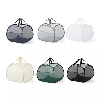 90L Collapsible Laundry Basket Mesh Clothing Laundry Hamper With Reinforced Carry Handles For Laundry Bathroom Dorm Or Travel зелёный