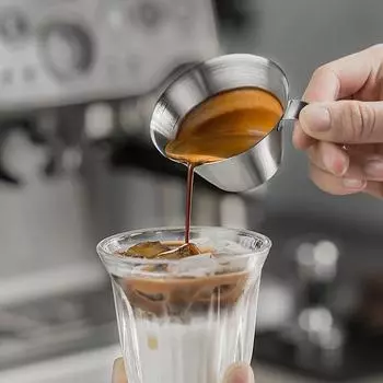 90ml Stainless Steel Espresso With Scale Measuring Coffee Weighing Cup Sharp Mouth With Handle Scale Measure Coffee Mugs