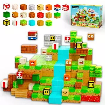 90PCS Mario Magnetic Blocks STEM Toy Build Set для мальчиков и девочек в возрасте от 3 лет и старше Сенсорные игрушки для малышей Подарки Конструкторы