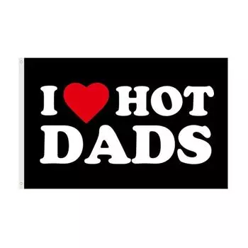 90x150cm I Love Hot Dads Moms Flags I Love Moms Dads Flag Funny Decoration Banner for Indoor And Outdoor Mother Father S Day & Birthday Tapestry Gifts MOMS