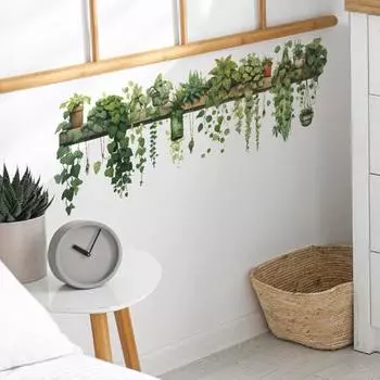 90x30 см зеленые растения настенная наклейка водостойкая ПВХ самоклеящаяся современная гостиная детская спальня комнатные растения зелень