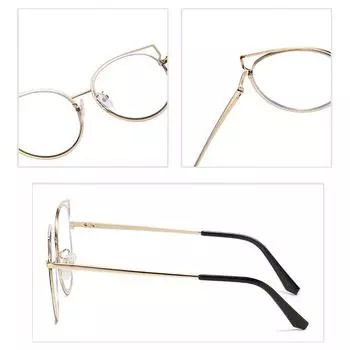 91235 Fashionable Metal Anti-Blue Light Glasses Frame For Men And Women, European And American Trend Large Frame Spring Foot Flat Glasses