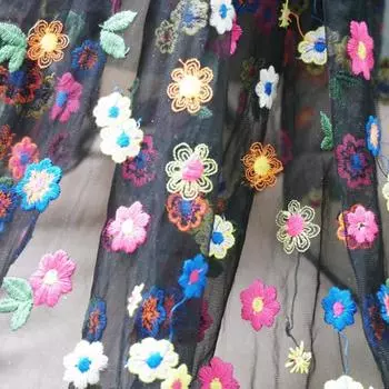 91*135 см вышитый цветной тюль кружевная ткань сетка своими руками свадебное платье цветочная вышитая тюль ткань белый