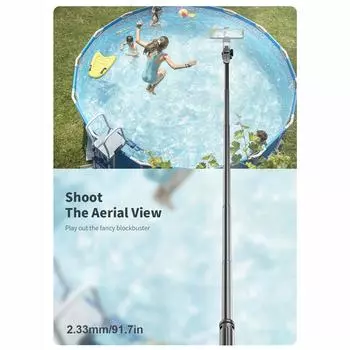 91,7-дюймовая многофункциональная палка для селфи, портативный стабилизатор подвеса с телескопической опорой из алюминиевого сплава with phone clip ballhead чёрный