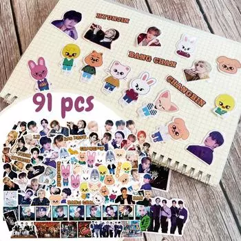 91 шт. Наклейки для багажа, мультяшные милые наклейки, наклейки для ноутбука One Size