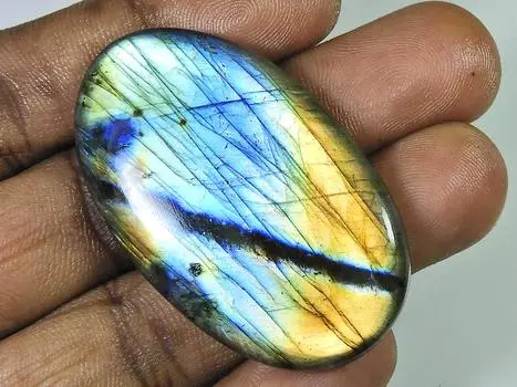 91Cts. Natural Labradorite Multi Fire Oval Cabochon Loose Gemstone 29X50X6MM SK-1135