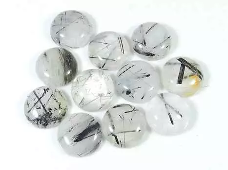 91Cts. Натуральный черный рутиловый кварц кабошон россыпью драгоценный камень 11 шт. лот 14X14MM RQ-1503