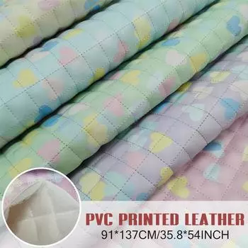 91x137 см ПУ кожаная ткань с принтом в виде сердца толстая губка стеганая искусственная кожа ткань для DIY обивка автомобиля вышитый материал