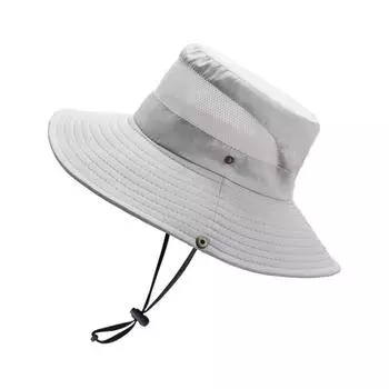 9201 New Arrival Summer Mesh Breathable Bucket Hat Men Outdoor Alpine Cap Women s Sun Hat with Wide Brim Nylon Hat Light gray