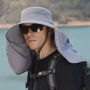 9215 Fishing Hat Sun Hat Neck Protection Sun Protection Outdoor Face Cover Men s Summer Super Large Brim Shawl Bucket Hat 9215 light gray