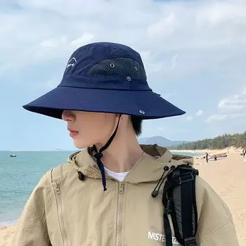 9238 Outdoor Mountaineering Fishing Sun Hat Summer Easiest for Match Breathable Sun-Proof Hat Men Big Brim Fisherman Hat Tibetan youth