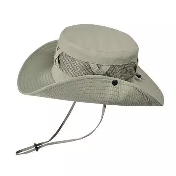 9245 Summer Big Brim Breathable Sun-Proof Bucket Hat Men Spring & Fall Hiking Outdoor Sun Protection Sun Hat Fishing Hat Khakis net