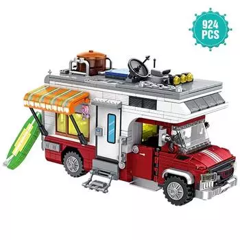 924PCS Camper Car Building Blocks Lighting Camper-Van Construction Bricks ABS Material Vacation Vehicle Toys for Adults Teens