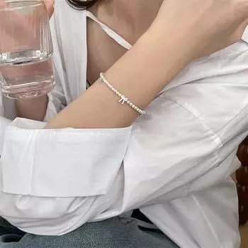 925 Браслет-бант для женщин, свежий, универсальный, с жемчужными бусинами, модные, легкие, роскошные, стильные аксессуары 925 silver