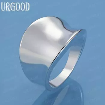 925 чистое серебро гладкое широкое кольцо с подвеской ювелирные изделия 6#