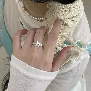 925 ленточное кольцо-бантик женское простое высококачественное кольцо на указательный палец легкое роскошное нишевое универсальное кольцо новое opening adjustable