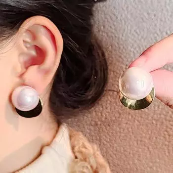 925 Light Luxury Niche Simple Atmosphere Pearl Серьги женские Ins Tide Геометрические серьги-гвоздики
