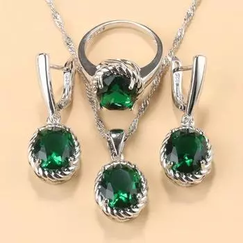 925 Mark свадебные комплекты ювелирных изделий обручальное кольцо костюм серьги кулон-цепочка ожерелье для женщин Рождественский подарок 9