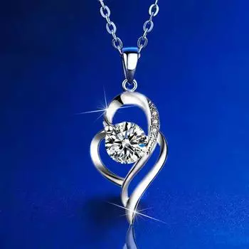 925 necklace women s clavicle chain has you in my heart pendant Korean jewelry