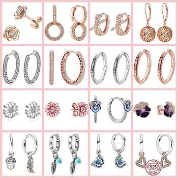 925 Оригинальные синие серьги-кольца с подвесками женские серьги DIY Высокое ювелирное искусство