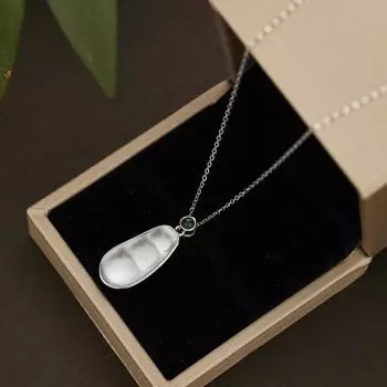 925 пробы инкрустированное серебро кварцит нефрит ожерелье из бобов для женщин с высоким льдом кулон в виде бобов удачи аксессуары своими руками 925 Silver